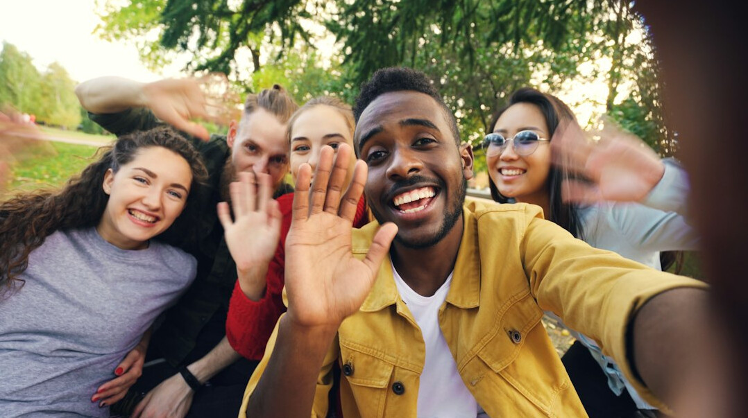 diverse group smiling together